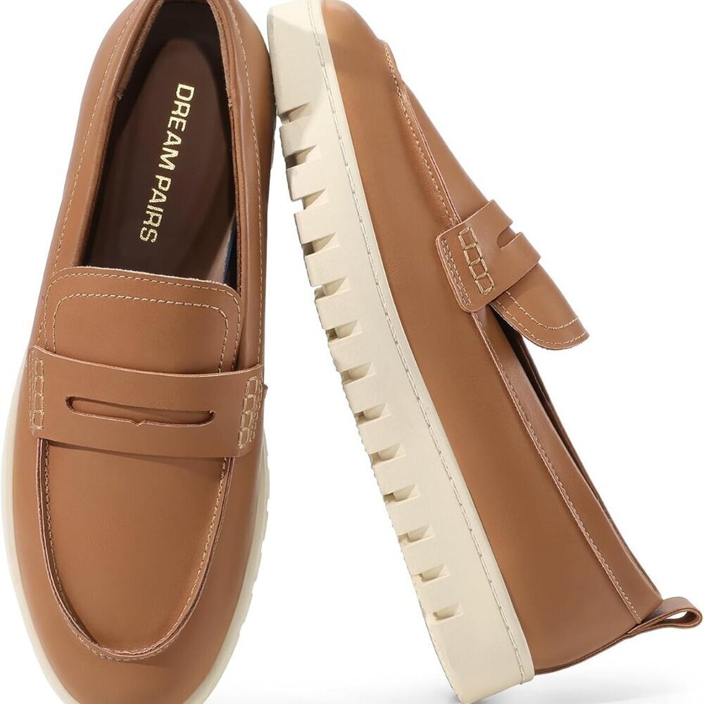 Women Loafers Faux Leather Slip On Comfort Arch Support Casual Work Shoes
